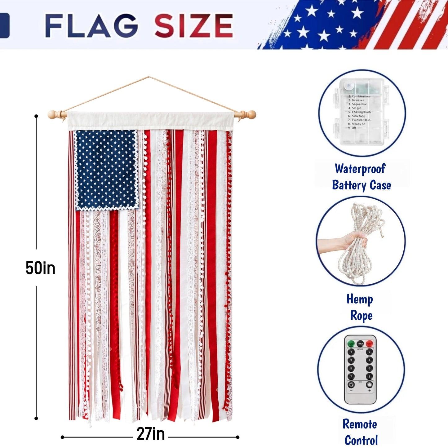 š„America 250th Anniversary LED Flag Bannerā Handmade Patriotic Home Decor (1776ā2026)