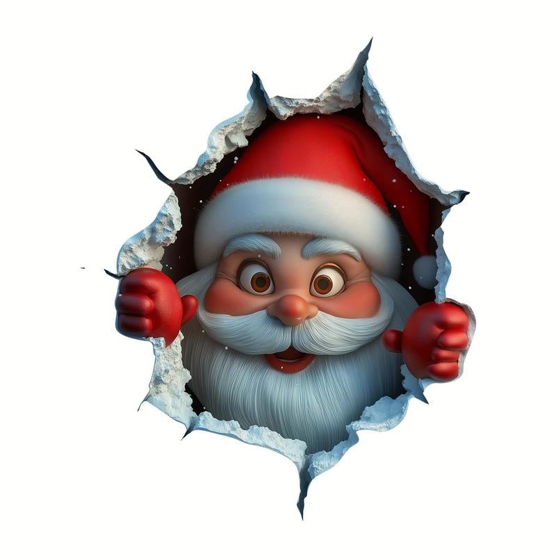 ๐
3D Peeking Santa Decal - Realistic Break-Through Holiday Magic (Damage-Free)