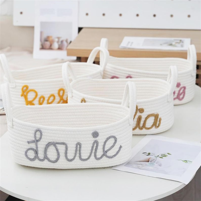 🎁Personalized Cotton Rope Baby Name Basket👶