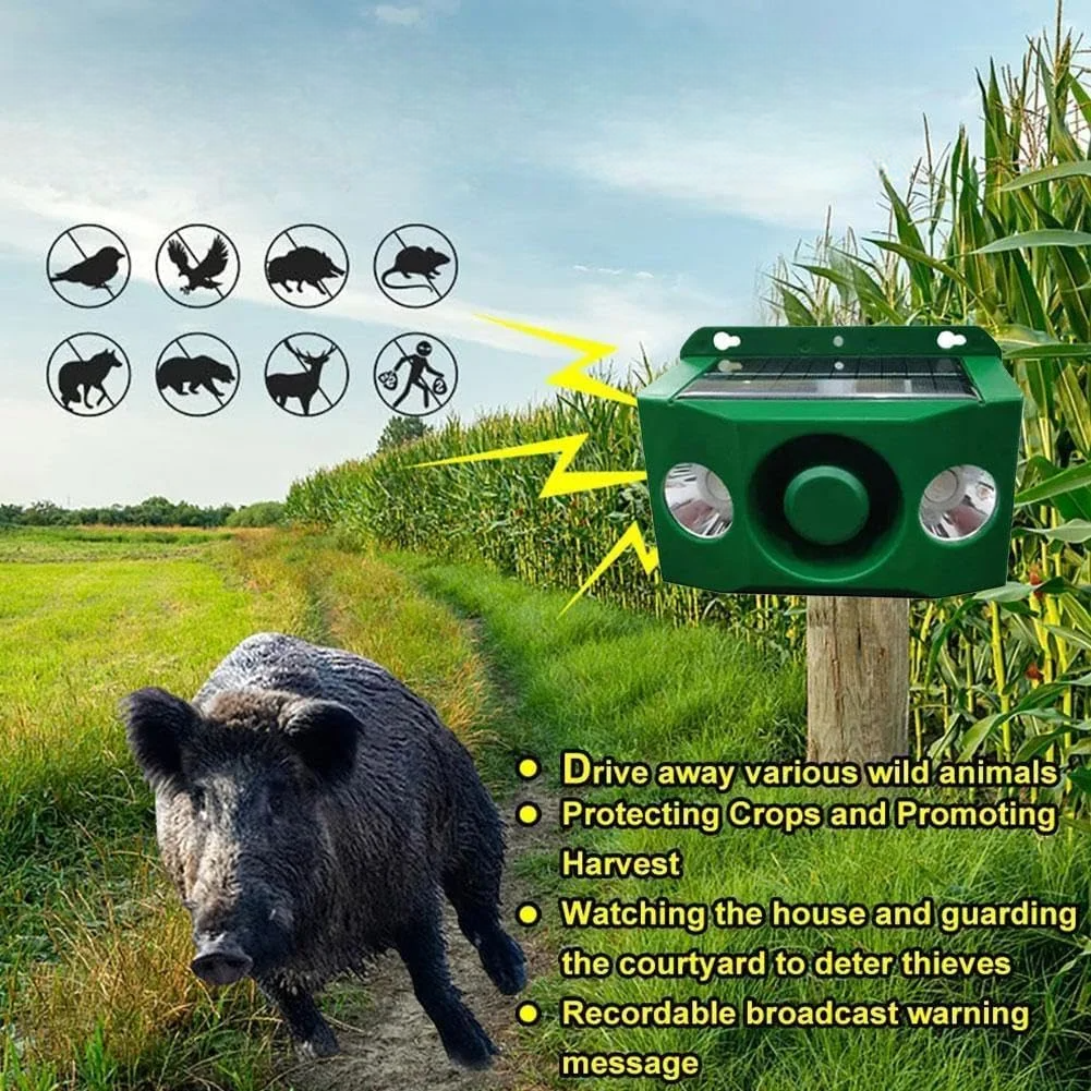 Odeiun™ Animal Repellent Solar Warning Lights with Loud Volume for Gardens, Farms, and Coops