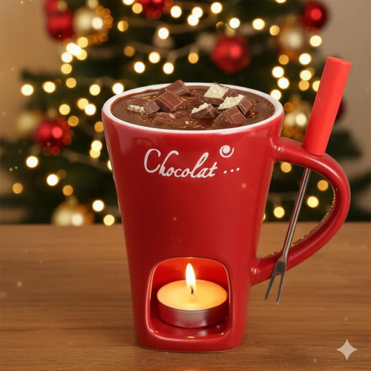 Mini Ceramic Fondue Mug Set – Chocolate & Cheese Melting Pot
