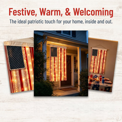 🔥America 250th Anniversary LED Flag Banner– Handmade Patriotic Home Decor (1776–2026)