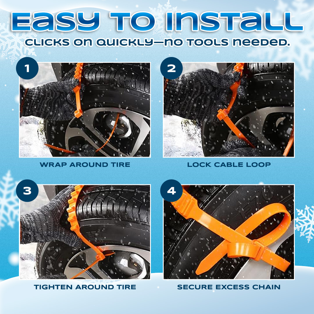 🔥2025 Winter Hot Sale🔥 Universal Reusable Anti-skid Nylon Tire Chains