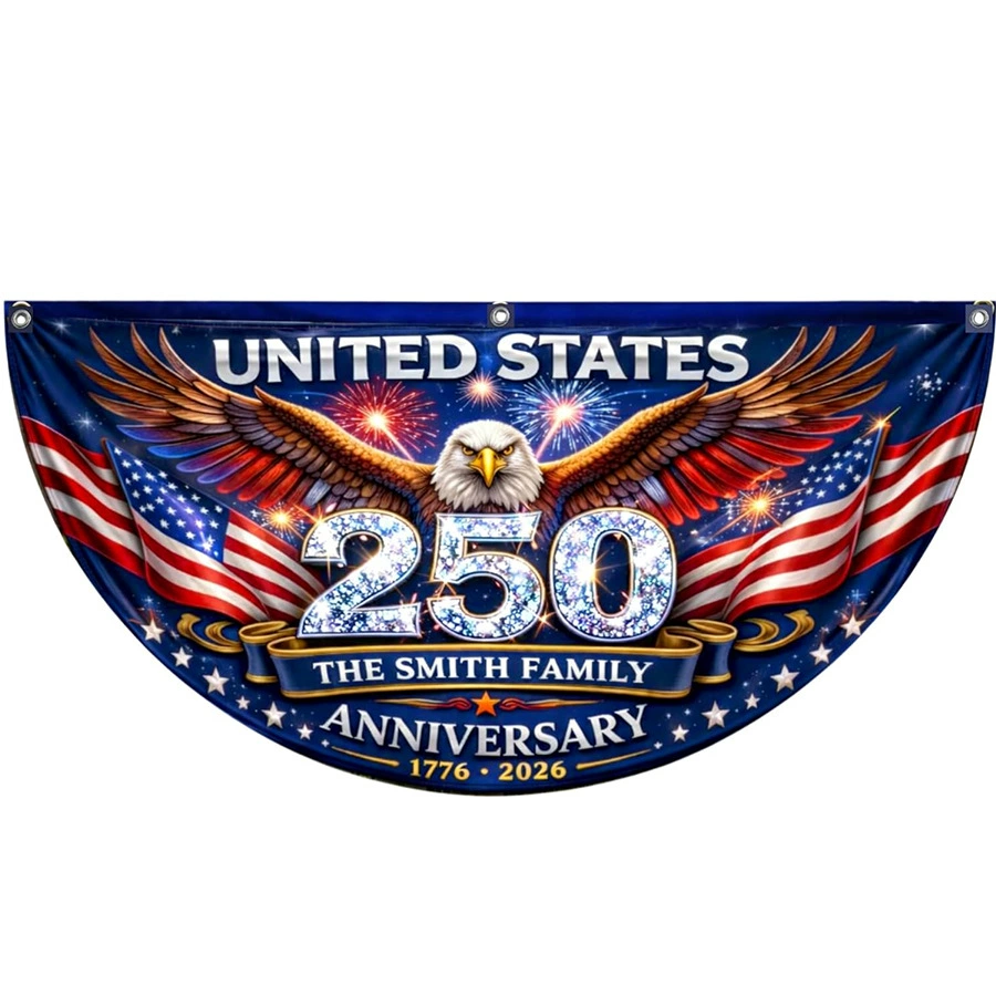 Freedom Family Name 250th Birthday - America Freedom With Eagle - Non-Pleated Fan Flag
