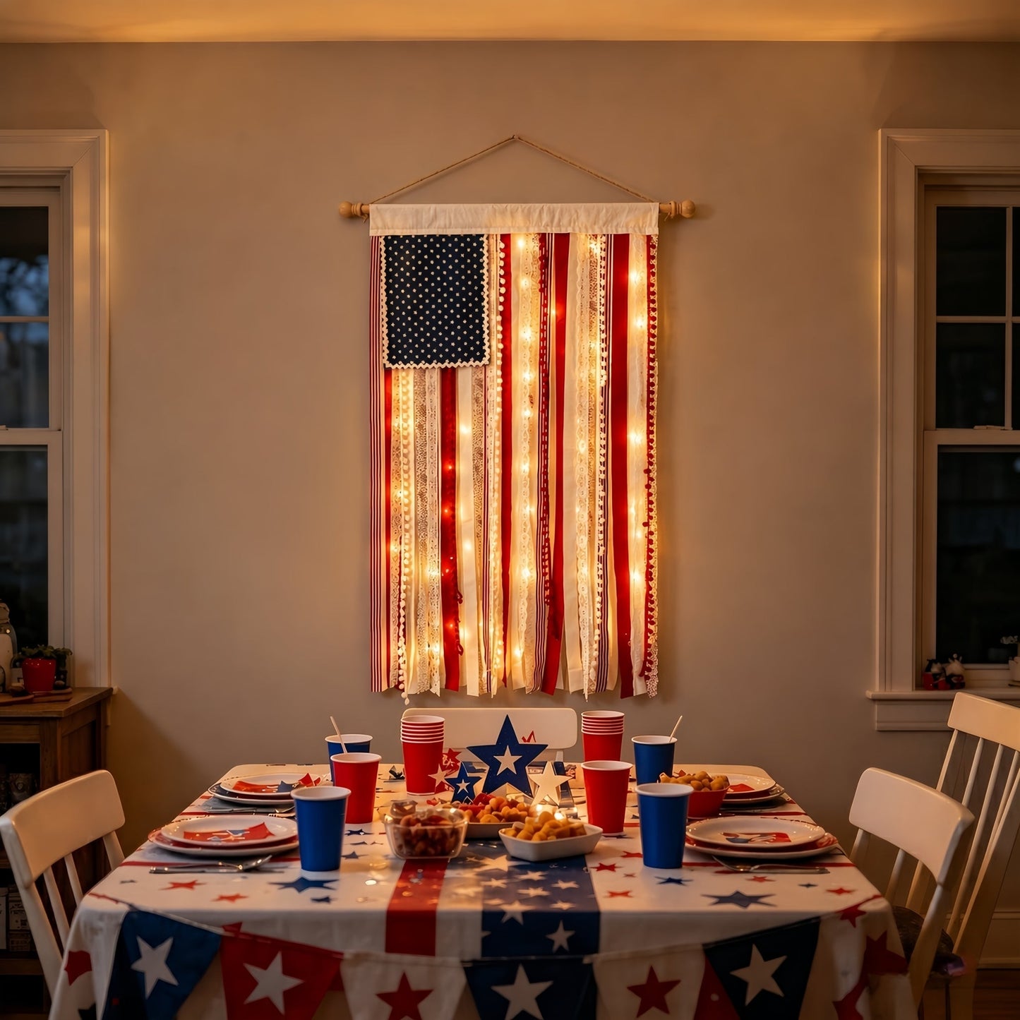 🔥America 250th Anniversary LED Flag Banner– Handmade Patriotic Home Decor (1776–2026)