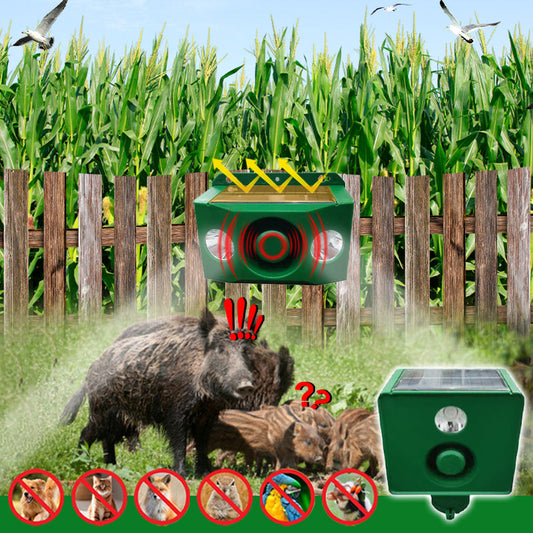 Odeiun™ Animal Repellent Solar Warning Lights with Loud Volume for Gardens, Farms, and Coops