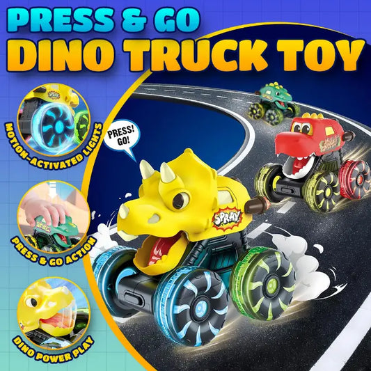 Light-Up Dino Trucks | Press & Go Toy Cars with Moving Jaws for Toddlers