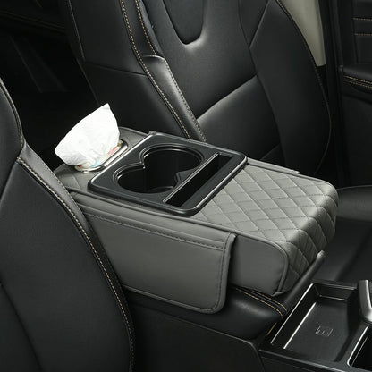 🚗 5-in-1 Premium Leather Console Organizer & Armrest Cushion