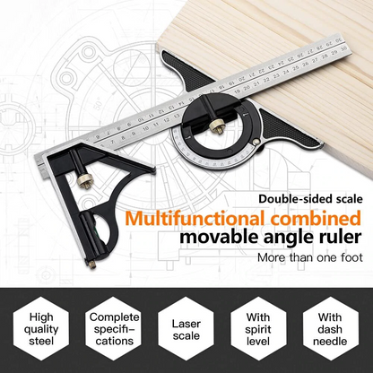 Odeiun™ Professional Combination Square Set – High-Accuracy Measuring Tool for Woodworking & Metalworking