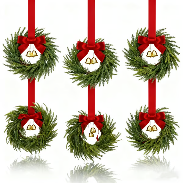 🎄Mini Christmas Wreaths with Berries & Bow – Indoor/Outdoor Festive Decorations