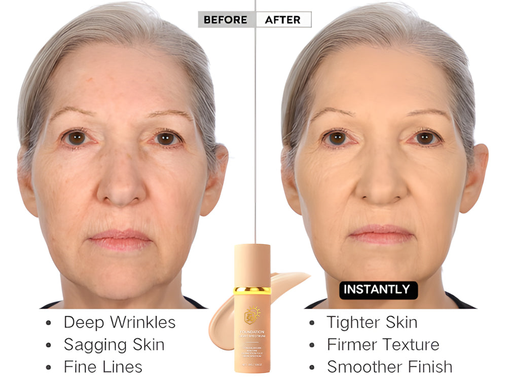🔥 4 In 1 Color Changing Foundation: Instant Skin Match, SPF 50 Protection & Anti-Aging Power