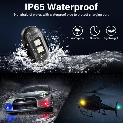 Odeiun™ Remote Control LED Strobe Lights - 8 Colors, IP65 Waterproof, USB Rechargeable