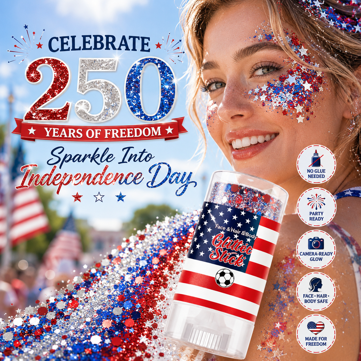 Glitter Stick for Face & Body — Celebrate 250 Years of Freedom