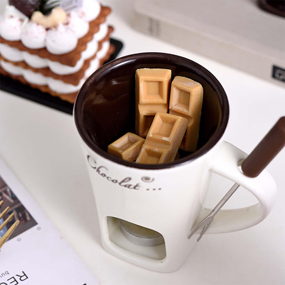 Mini Ceramic Fondue Mug Set – Chocolate & Cheese Melting Pot