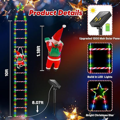 🎅🎄Christmas Decorative Ladder Lights with Climbing Santa Claus