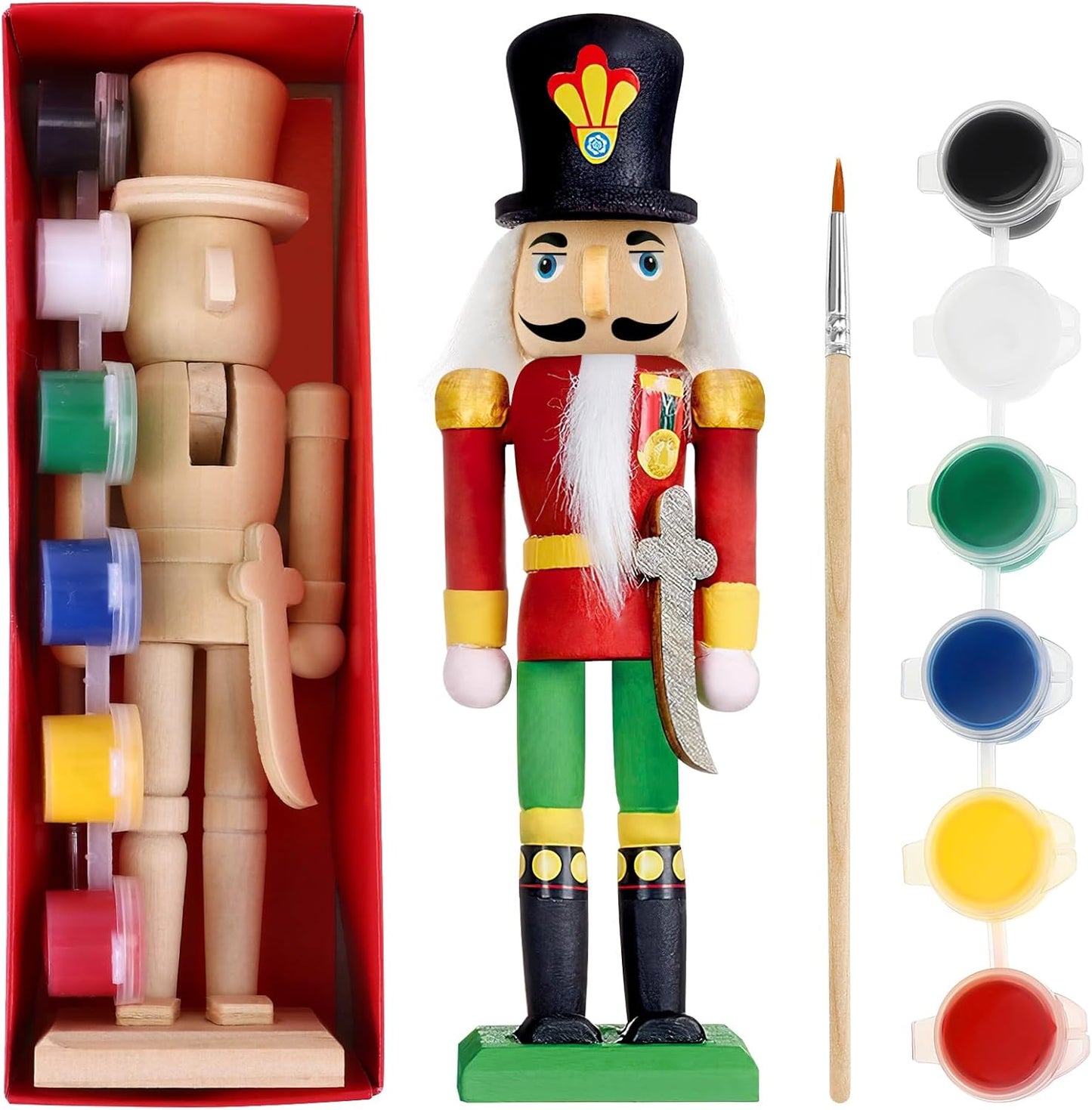 DIY Wooden Nutcracker Christmas Art Kit with Paints & Accessories
