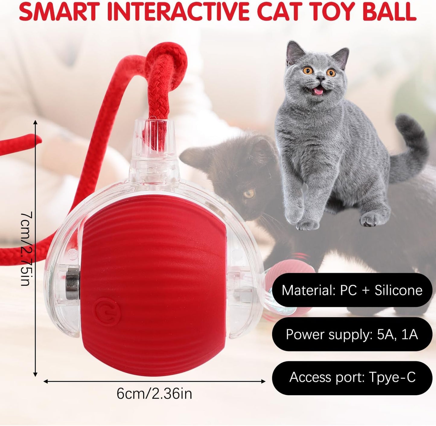 🐱Smart Pet Interactive Rolling Ball – USB Rechargeable, Automatic Moving