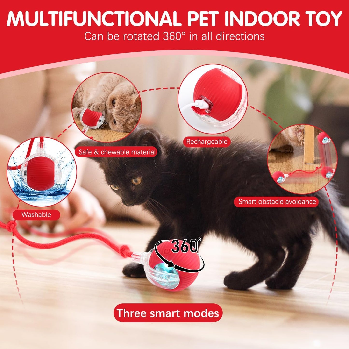 🐱Smart Pet Interactive Rolling Ball – USB Rechargeable, Automatic Moving