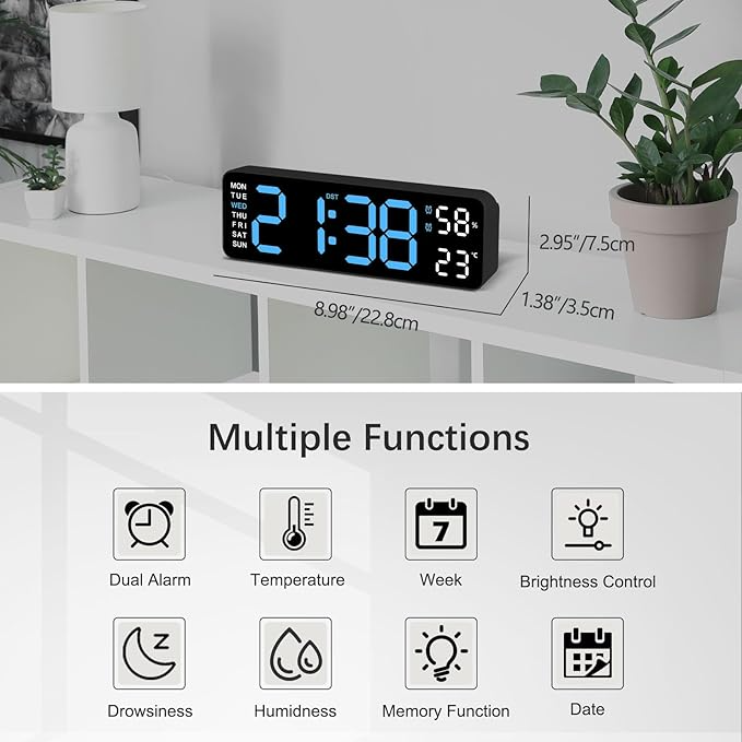 Decorative Multifunctional LED Digital Wall Clock