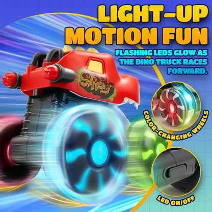Light-Up Dino Trucks | Press & Go Toy Cars with Moving Jaws for Toddlers