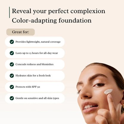 🔥 4 In 1 Color Changing Foundation: Instant Skin Match, SPF 50 Protection & Anti-Aging Power