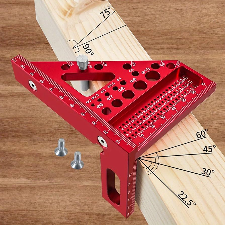 Odeiun™ Premium Aluminum Alloy Triangular Ruler – Dual-Purpose Measuring & Scribing Tool for Woodworking
