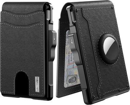 Premium Leather & Aluminum AirTag Wallet – Slim, Secure, and Convenient