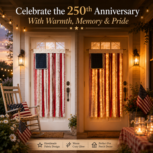 🔥America 250th Anniversary LED Flag Banner– Handmade Patriotic Home Decor (1776–2026)