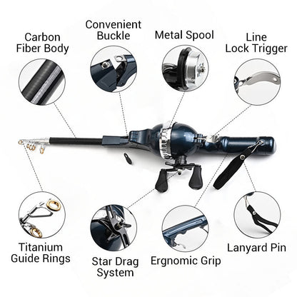 Odeiun™ Foldable Fishing Rod with Integrated Reel