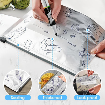 ♻️ Reusable Aluminum Foil Sealable Food Storage Bags