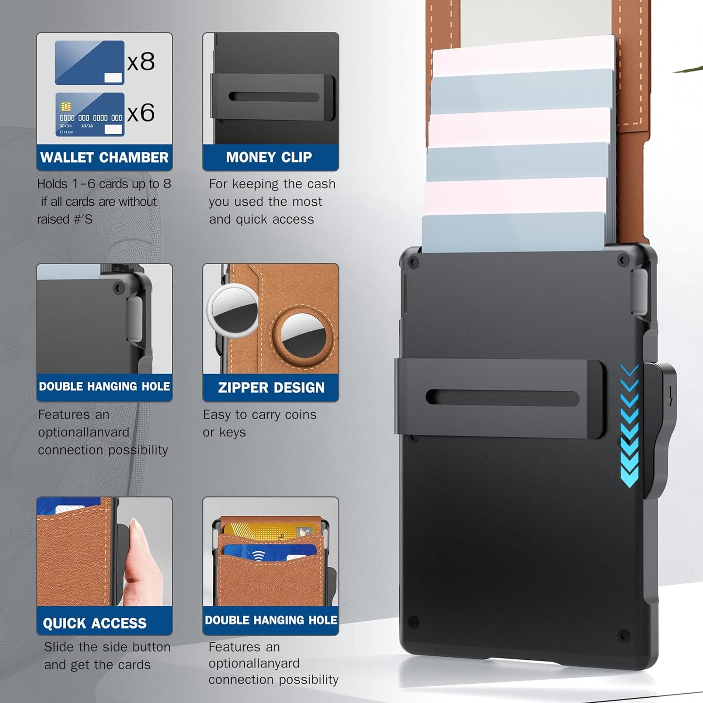 Premium Leather & Aluminum AirTag Wallet – Slim, Secure, and Convenient