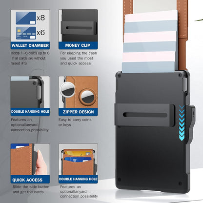 Premium Leather & Aluminum AirTag Wallet – Slim, Secure, and Convenient