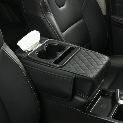 🚗 5-in-1 Premium Leather Console Organizer & Armrest Cushion