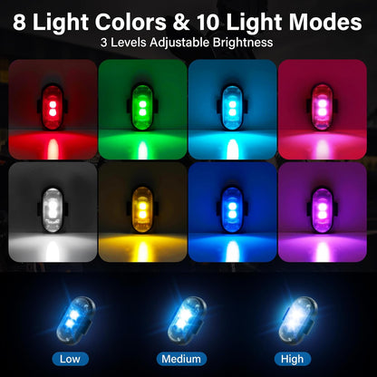 Odeiun™ Remote Control LED Strobe Lights - 8 Colors, IP65 Waterproof, USB Rechargeable