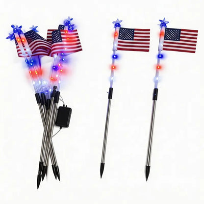 250th Anniversary Solar American Flag Lights – 8PCS Patriotic Pathway Lights