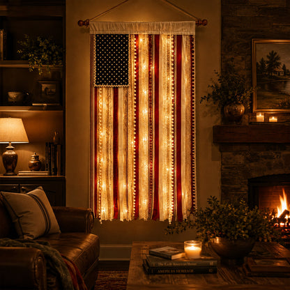 🔥America 250th Anniversary LED Flag Banner– Handmade Patriotic Home Decor (1776–2026)
