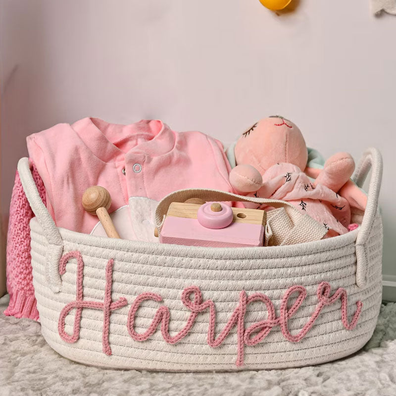 🎁Personalized Cotton Rope Baby Name Basket👶
