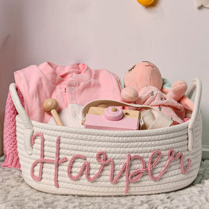 🎁Personalized Cotton Rope Baby Name Basket👶