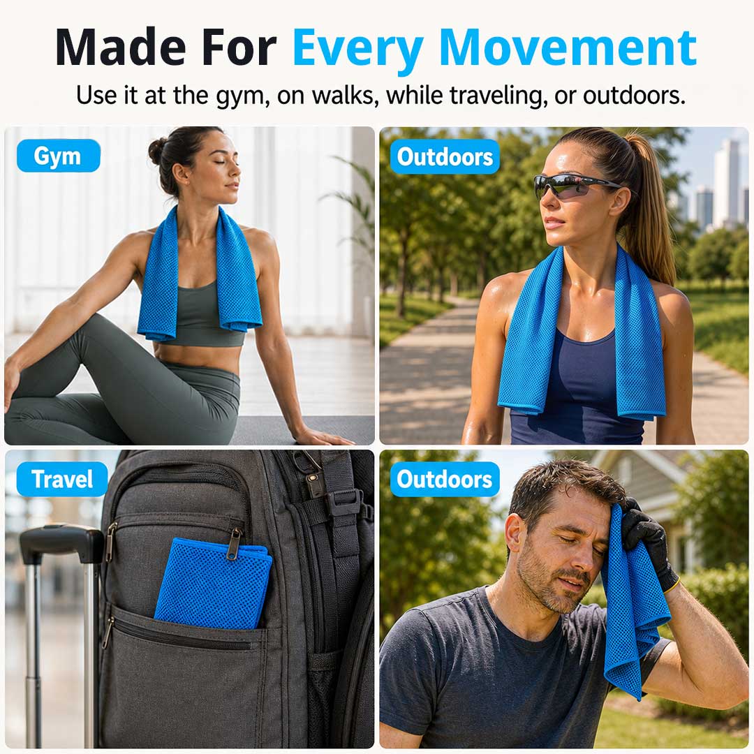 Cooling Towel – Instant Cooling Relief for Workouts, Travel & Hot Days