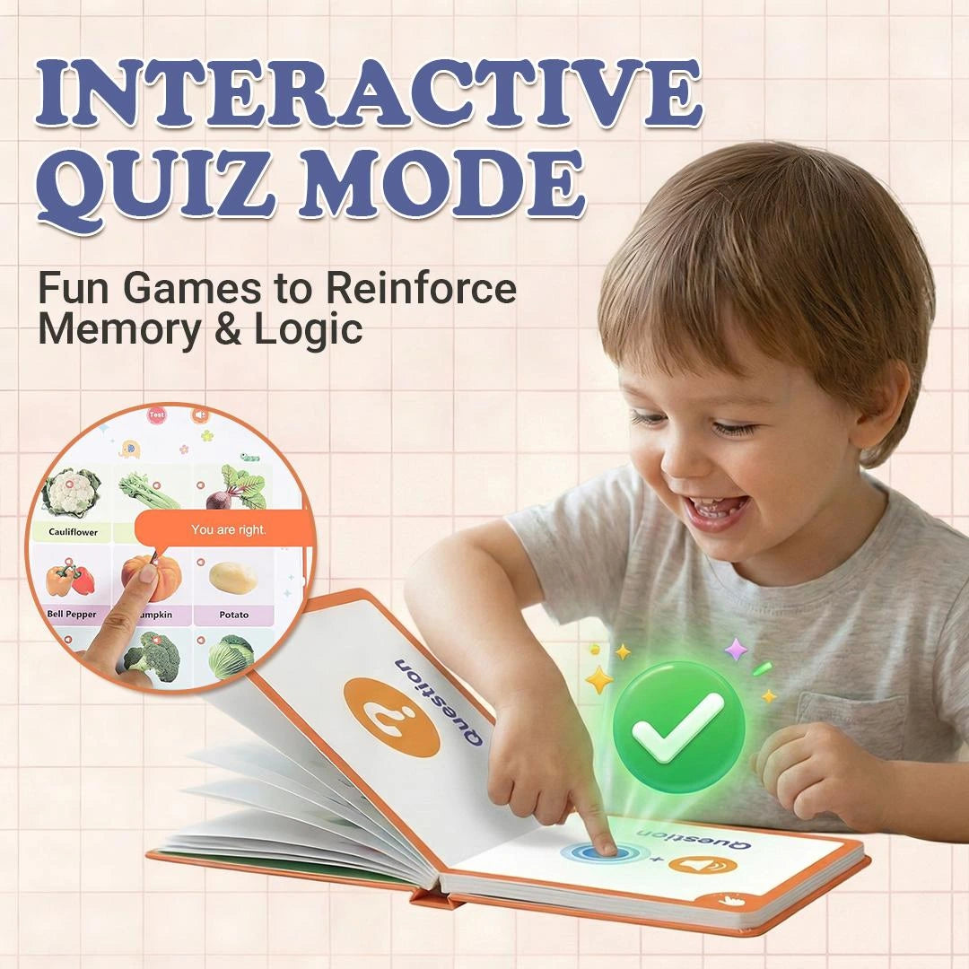 Interactive English Learning Sound Book for Kids with Native Audio & Fun Quiz Mode