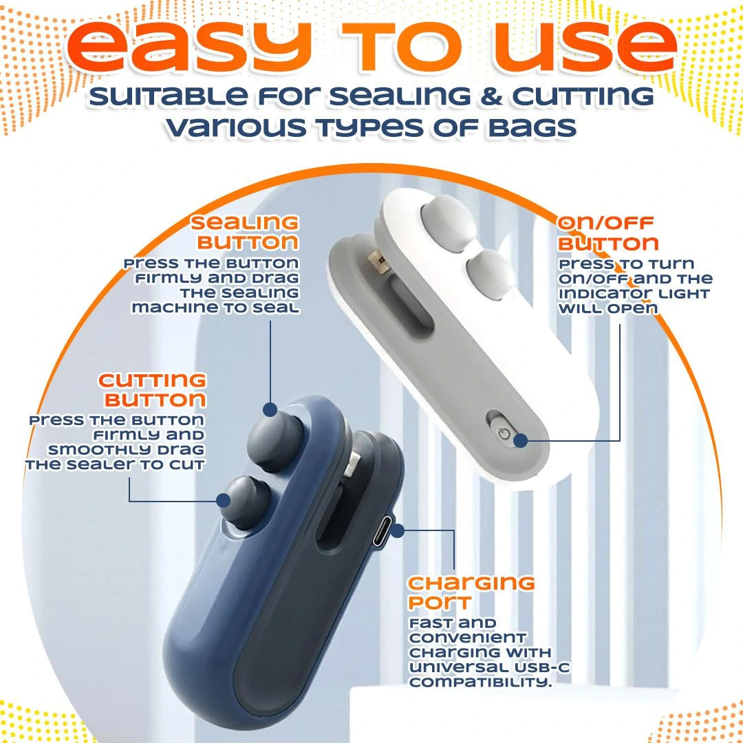 ODEIUN™ 2-in-1 Mini Bag Sealer & Cutter | USB Rechargeable Heat Sealer
