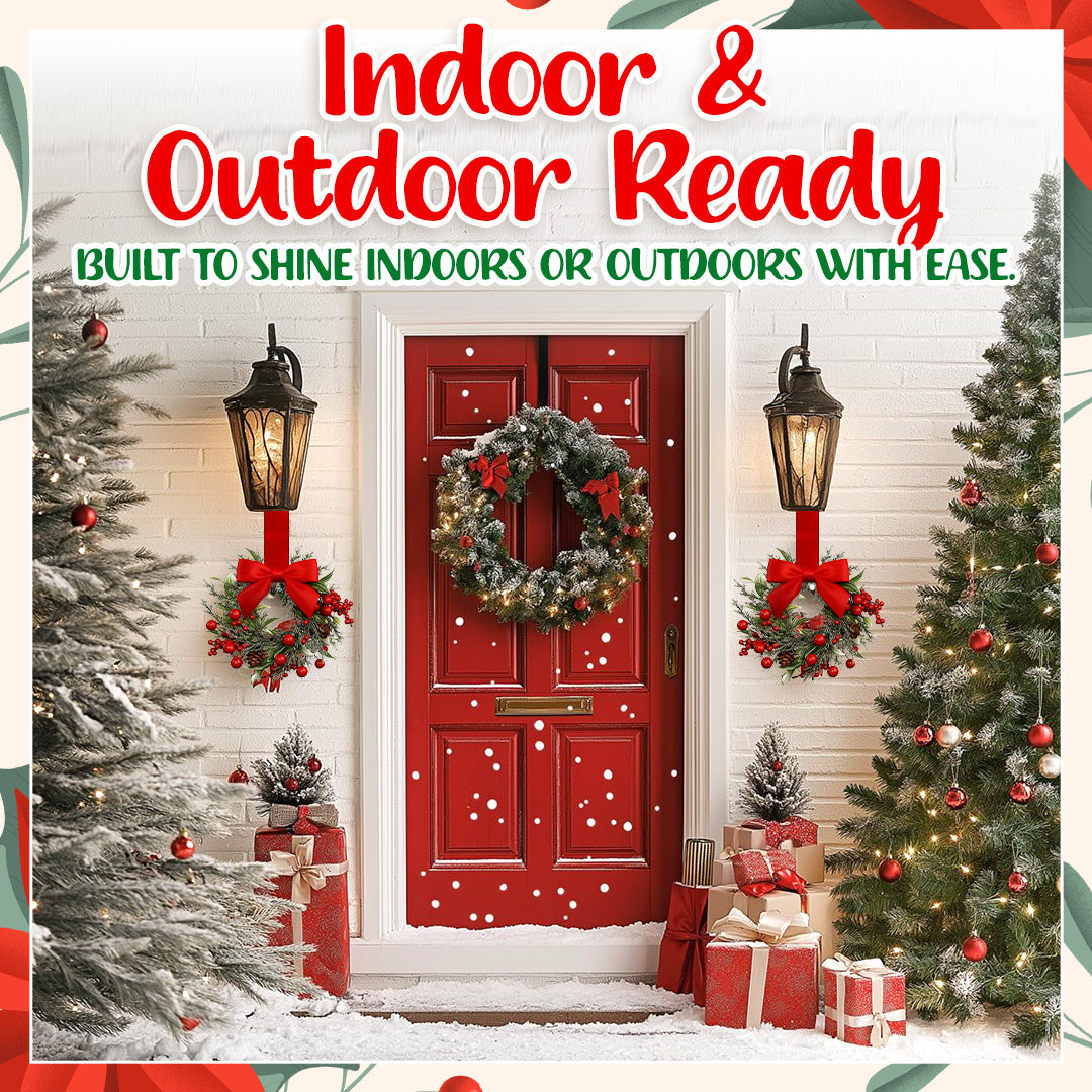🎄Mini Christmas Wreaths with Berries & Bow – Indoor/Outdoor Festive Decorations