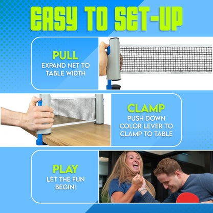 Retractable & Portable Table Tennis Net