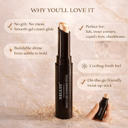 Negusy™ Multi-Use Shimmer Stick | 3-in-1 Illuminator for Eyes, Lips & Body
