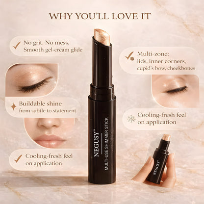 Negusy™ Multi-Use Shimmer Stick | 3-in-1 Illuminator for Eyes, Lips & Body