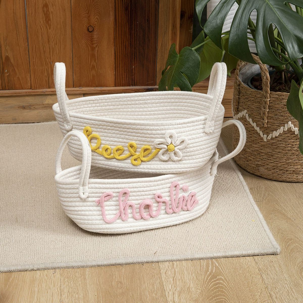 🎁Personalized Cotton Rope Baby Name Basket👶