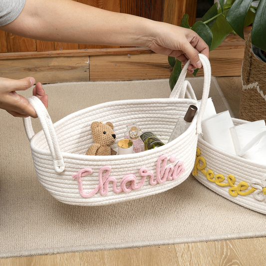 🎁Personalized Cotton Rope Baby Name Basket👶
