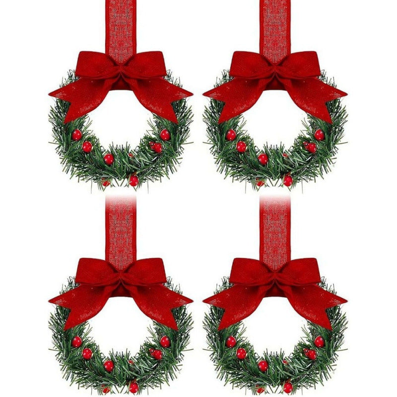 🎄Mini Christmas Wreaths with Berries & Bow – Indoor/Outdoor Festive Decorations