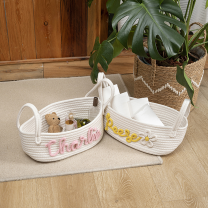 🎁Personalized Cotton Rope Baby Name Basket👶