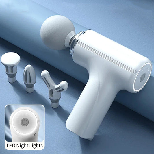 Portable AI Massage Gun – Electric Percussion Massager with 4 Heads & LED Light
